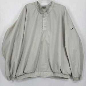 Nike Mens XXL Beige Windbreaker Pullover Snap Neck Jacket Lightweight Y2K